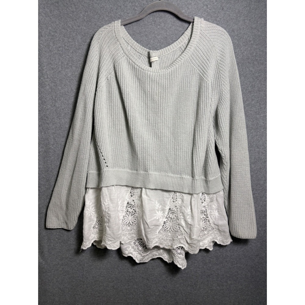 Cato Lace Hemā Knit Sweater M Boho Cottagecore Layered Romantic Top Lagenlook